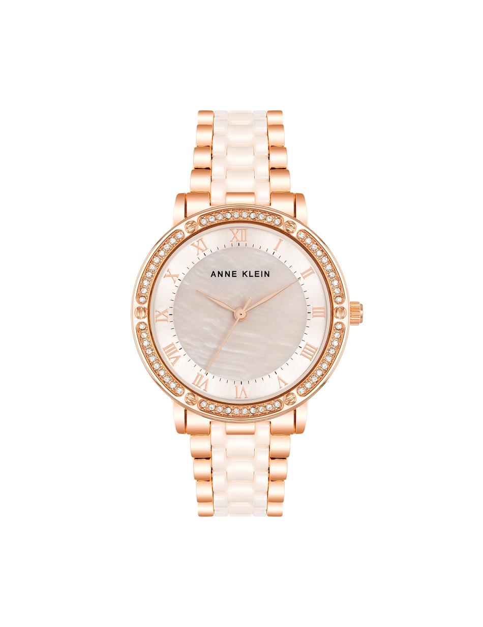 Les métaux Anne Klein Crystal Accented Céramique Link Watch   | CVY-4719124